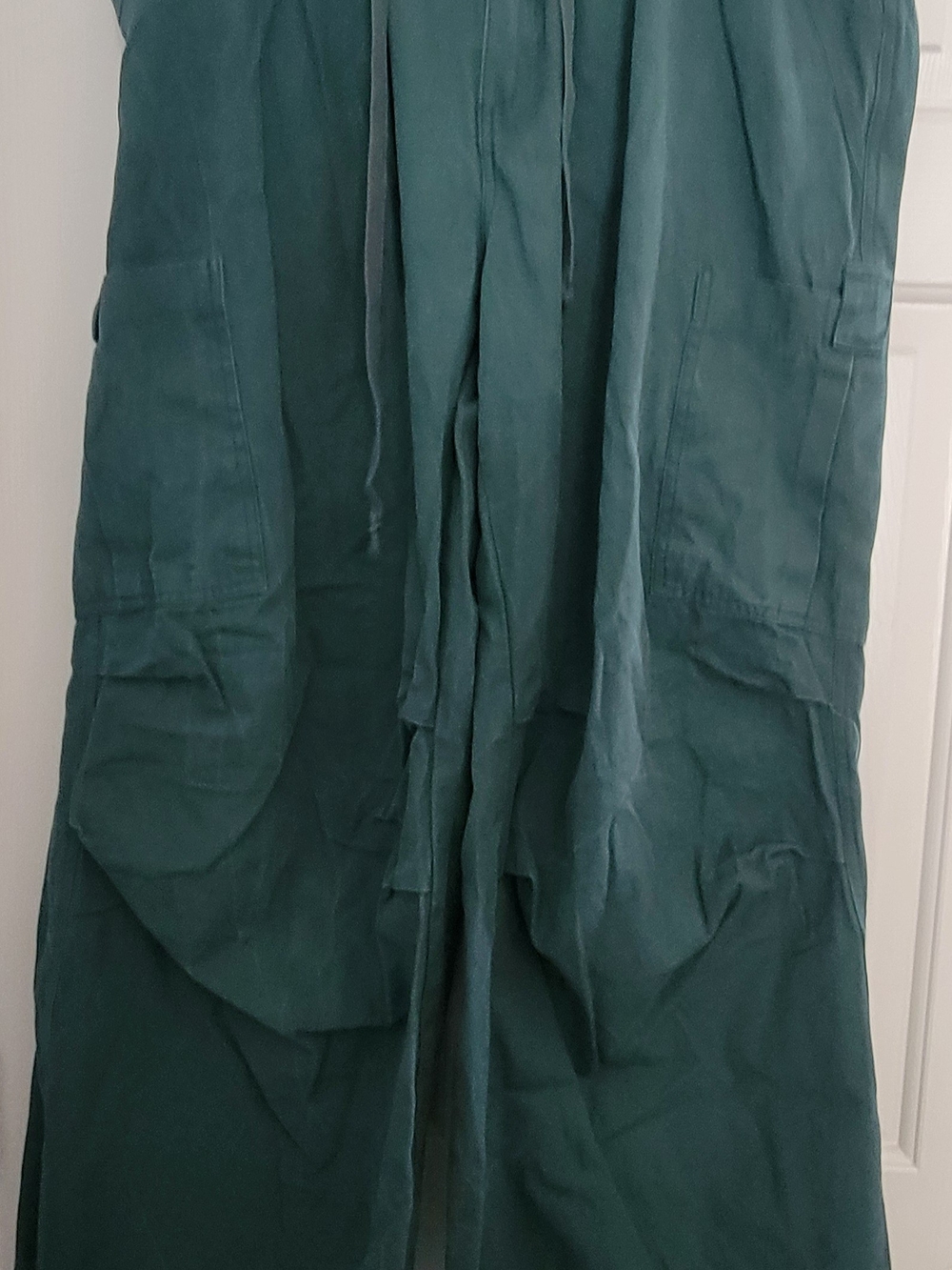 Teal Drawstring Casual Cargo Pants